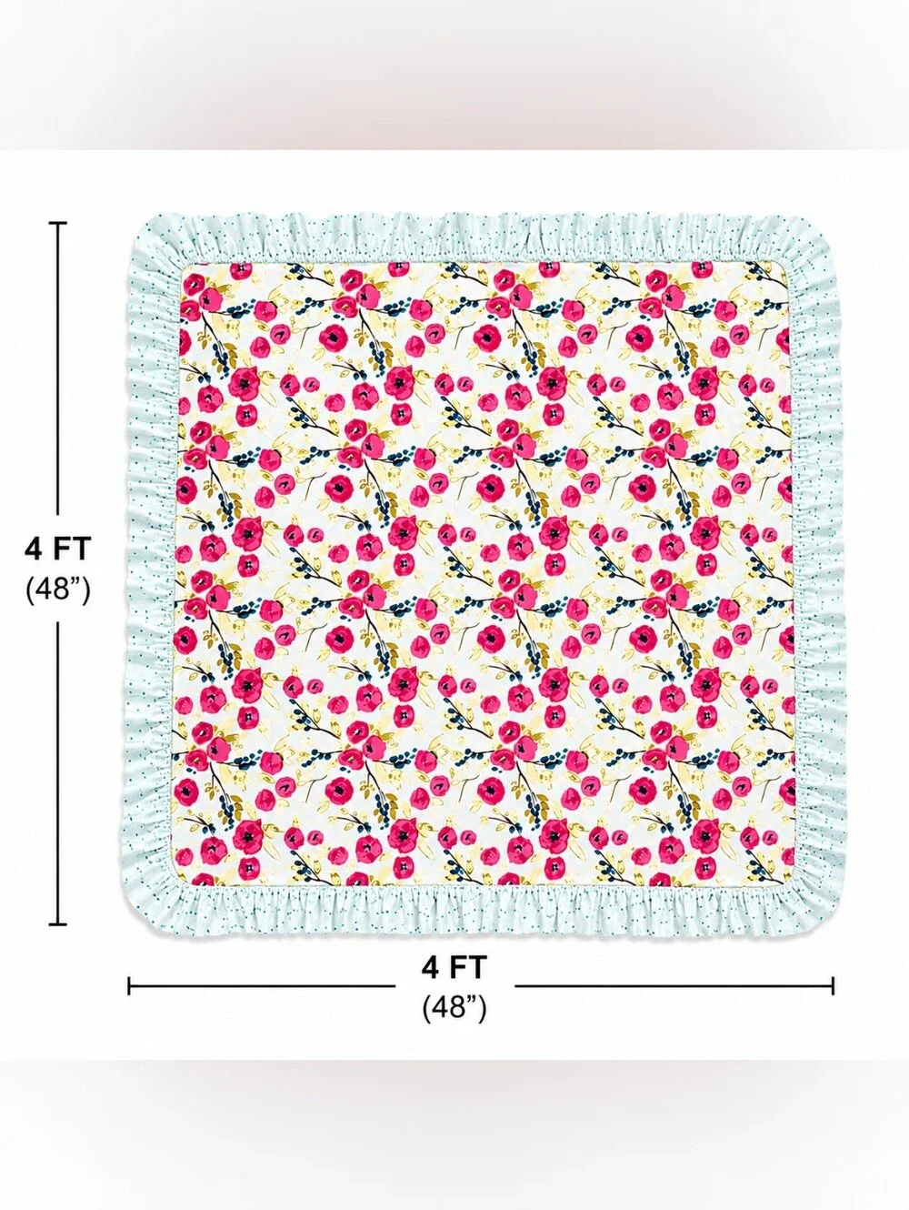 SWEET HONEY Floral Ruffle Baby Blanket in Pink and Mint